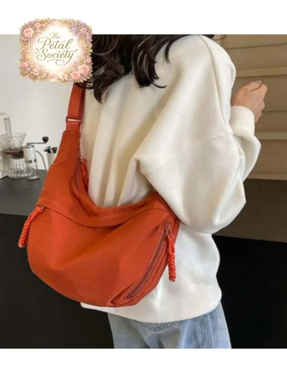 Women's Hobo Crescent Shoulder Bag Nylon Canvas Crossbody Slouchy Corduroy Purse